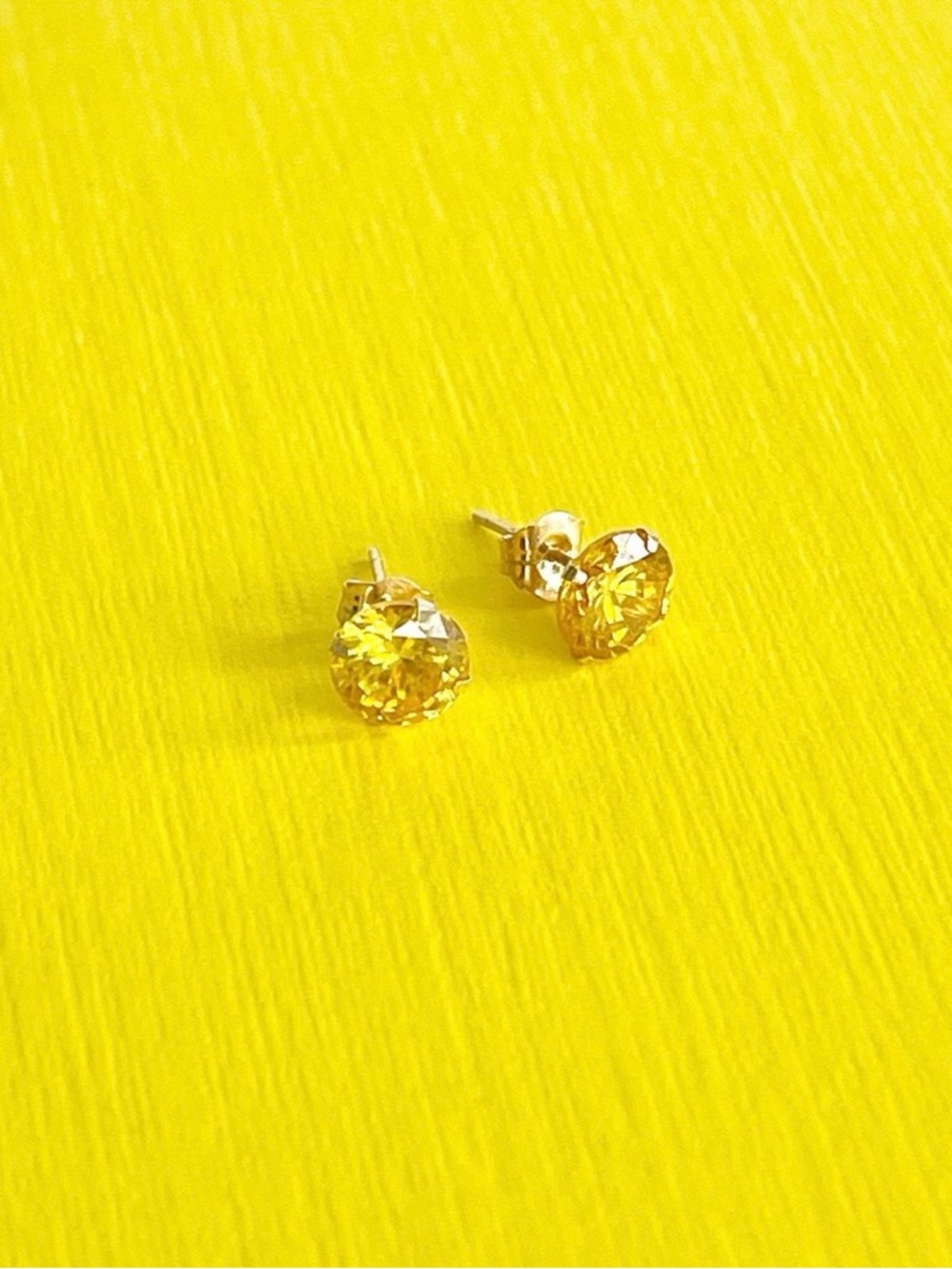 14K Gold Yellow Topaz Stud Earrings